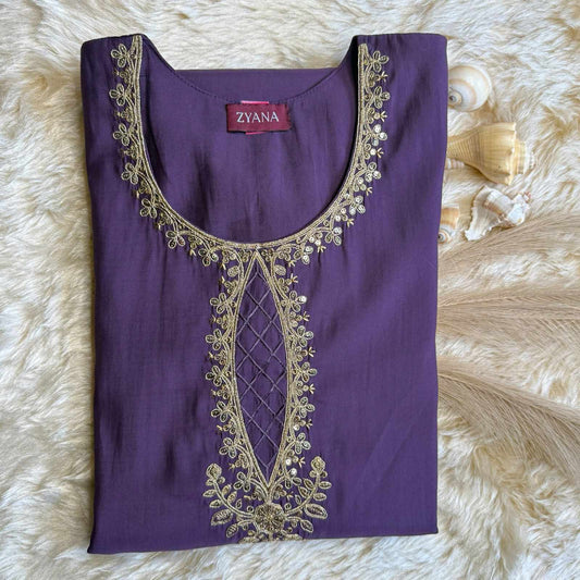 Lavender Embroidered 3-Piece Kurta Set