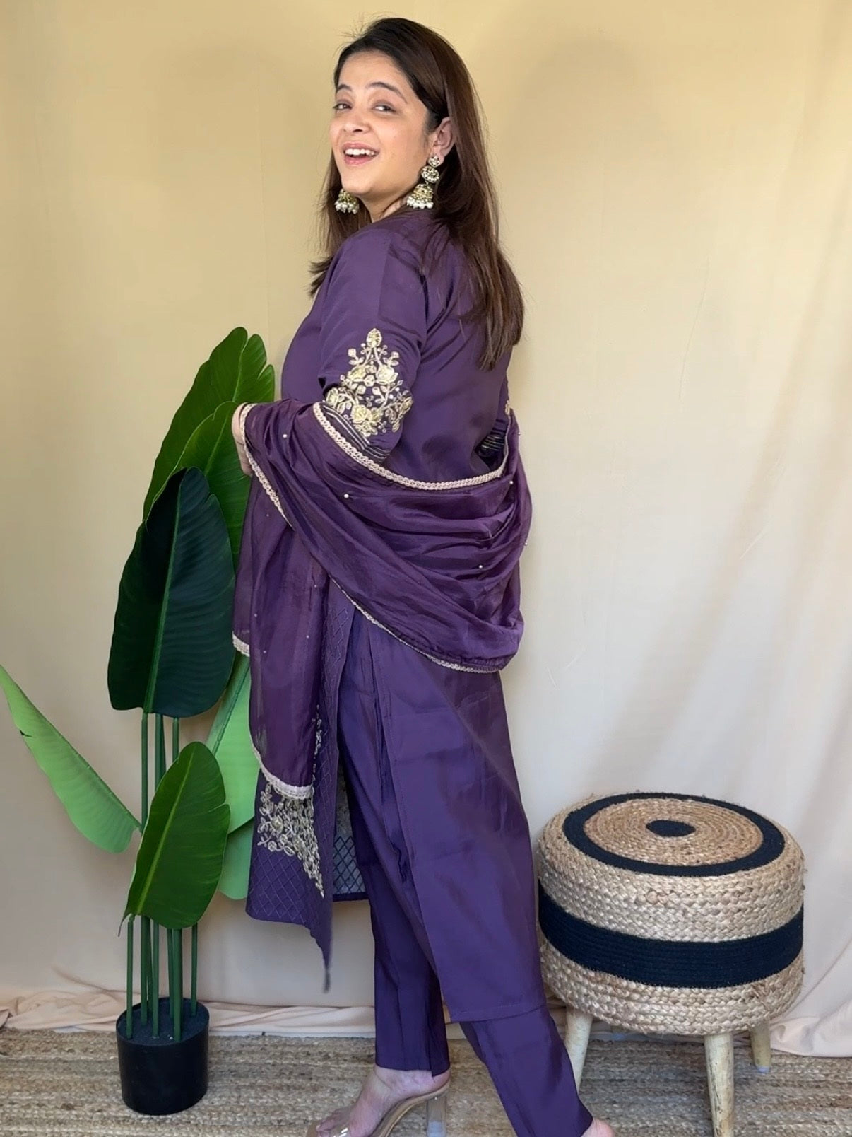 Lavender Embroidered Kurta Set