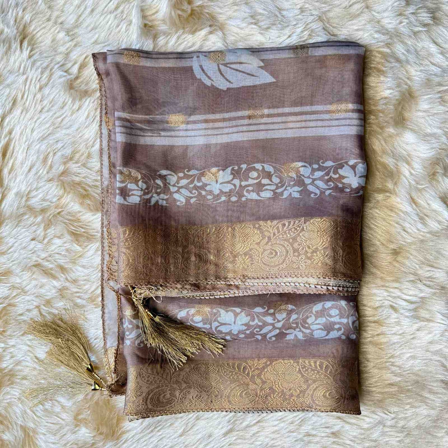 Coffee Brown Embroidered Kurta Set with Printed Dupatta