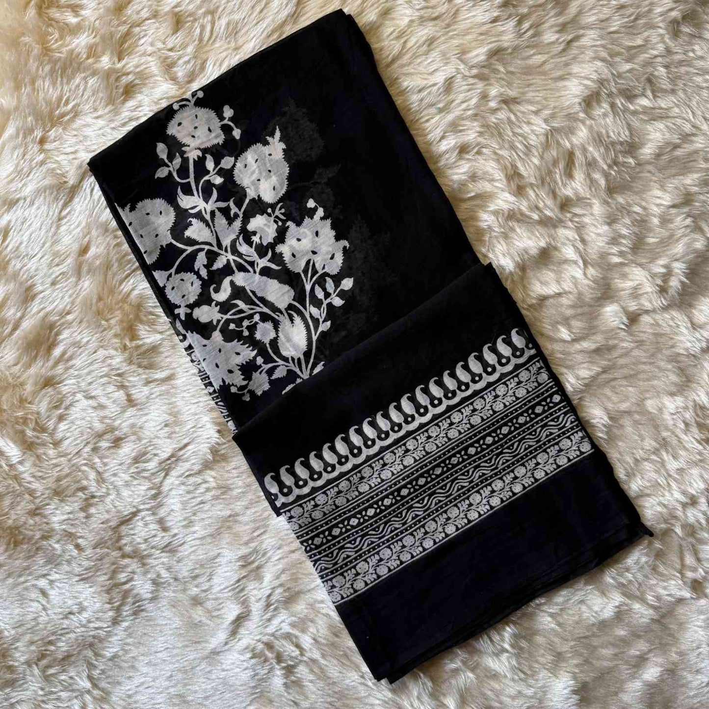Black Embroidered Kurta Set with Printed Dupatta
