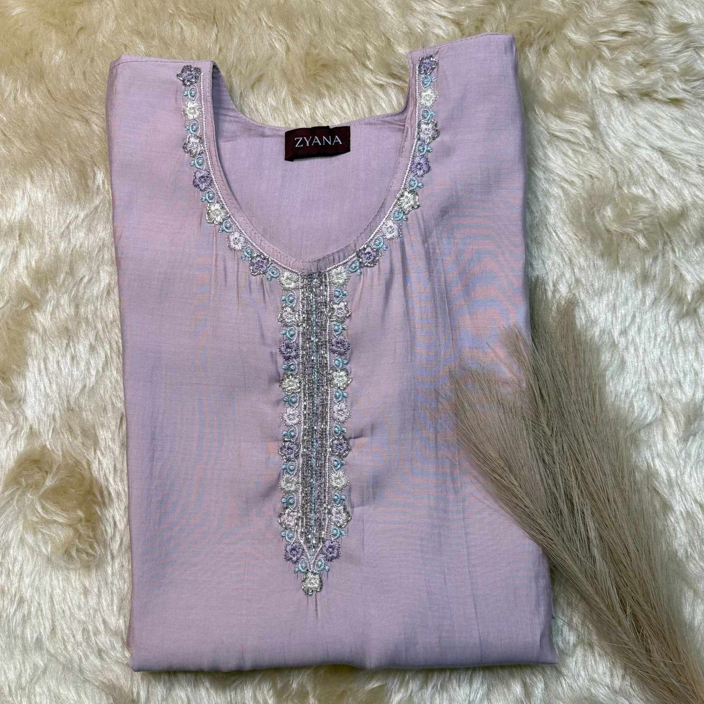 Light Pink Floral Embroidered Kurta Set