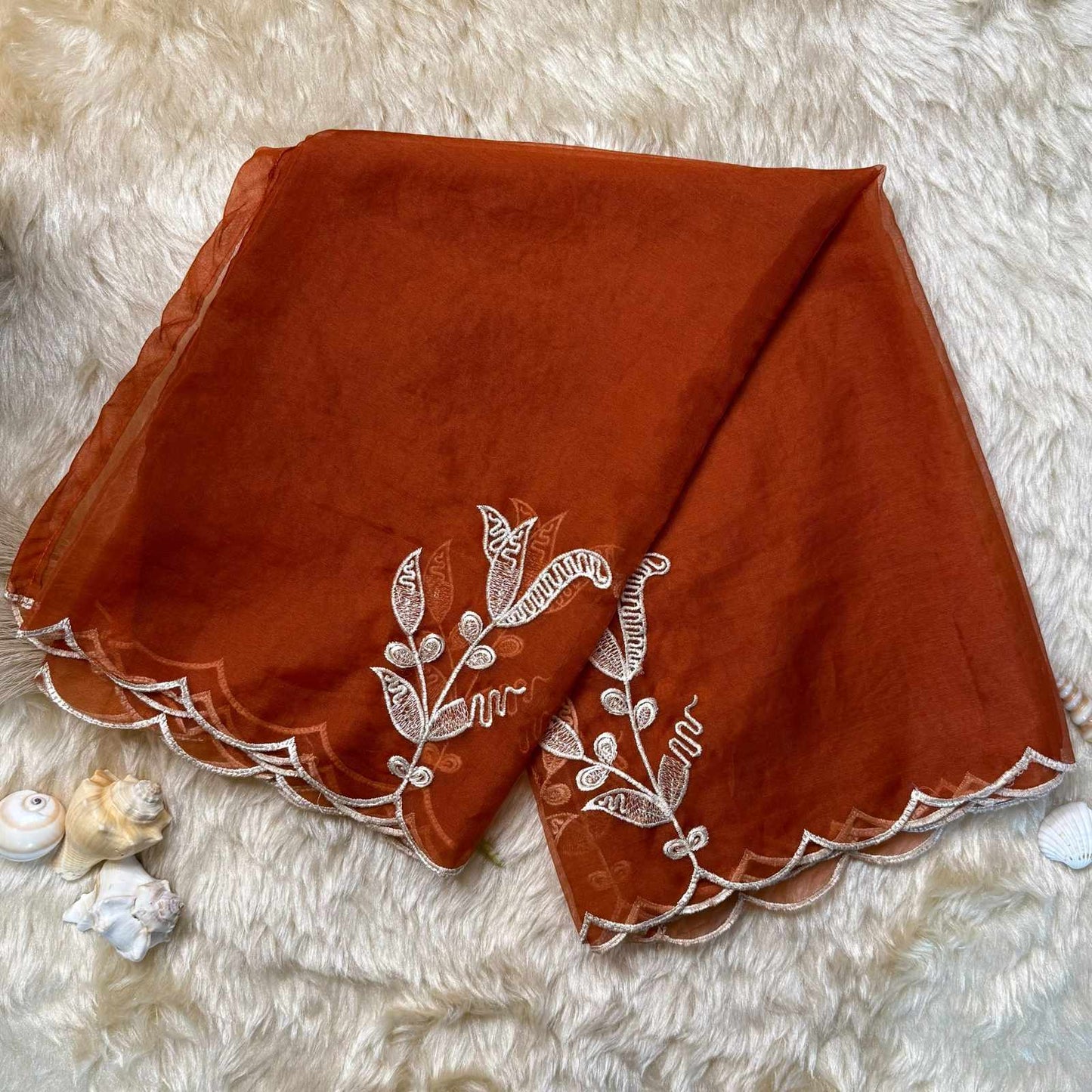 Rust Embroidered Kurta Set with Embroidered Dupatta