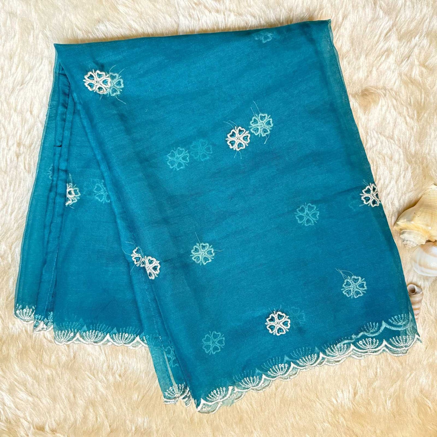 Teal Blue Embroidered Kurta Set